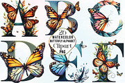 Watercolor Butterfly Alphabet PNG, an Illustration by CraftArtStudio (Thumbnail 1 of 6)