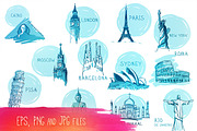 12 Famous Landmarks in Vector, an Illustration by Varvara Gorbash (Thumbnail 3 of 3)