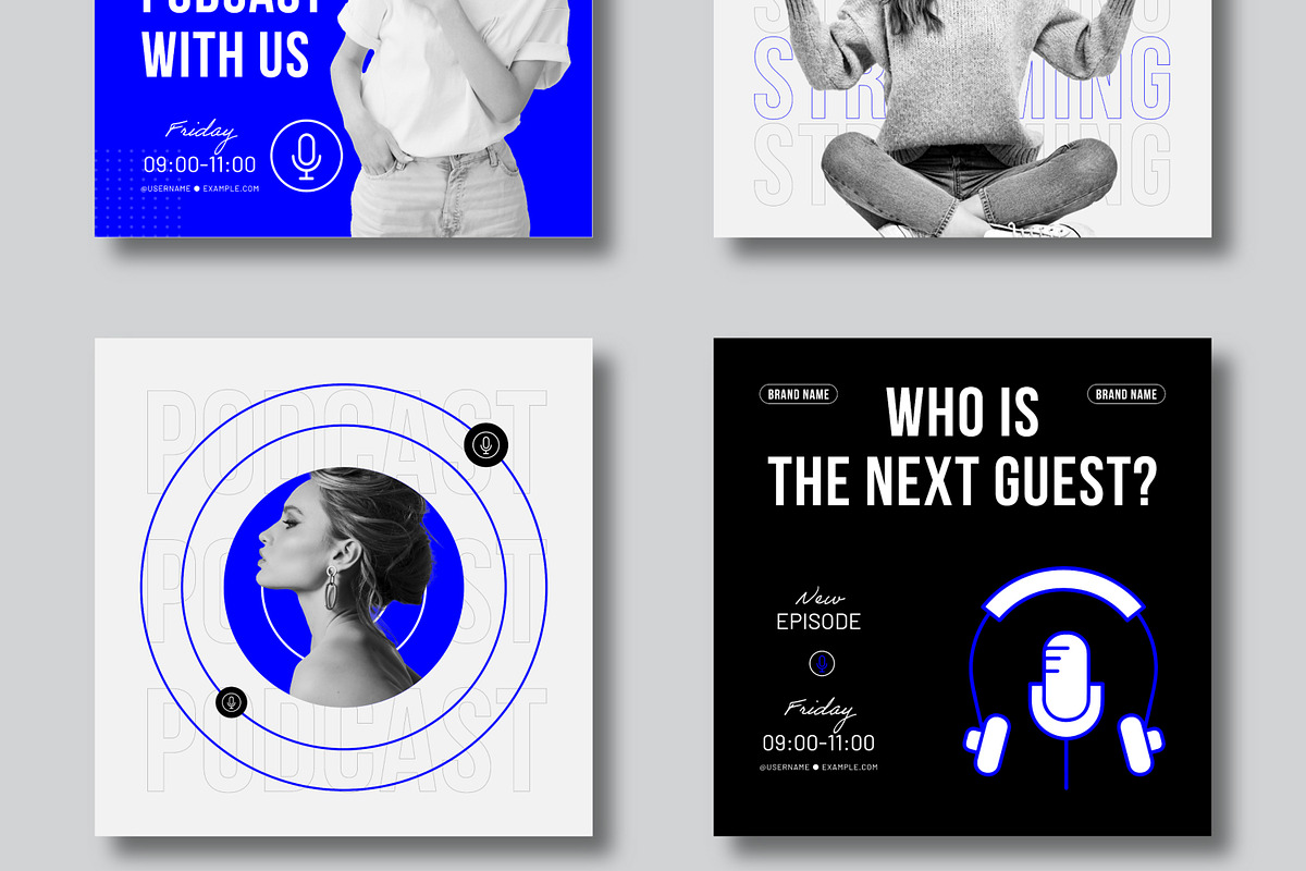 Podcast Social Media Post Layout Set, a Social Media Template by MightyDesign (Photo 4 of 7)