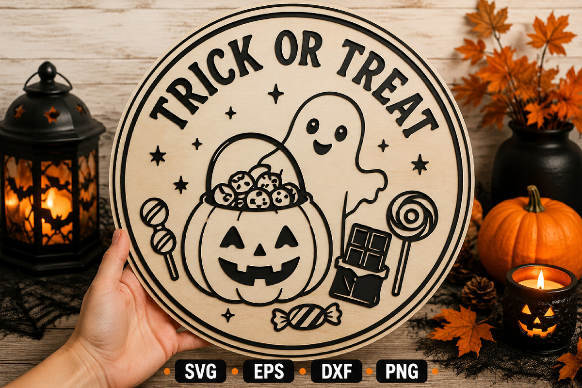 Trick Or Treat SVG Halloween Round, an Object Graphic by Layerology (Photo 3 of 3)