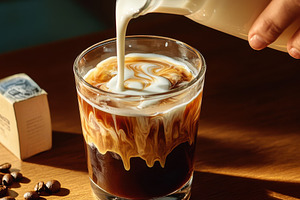 Iced Coffee Being Poured with Milk, a Food & Drink Photo by Virgo Studio