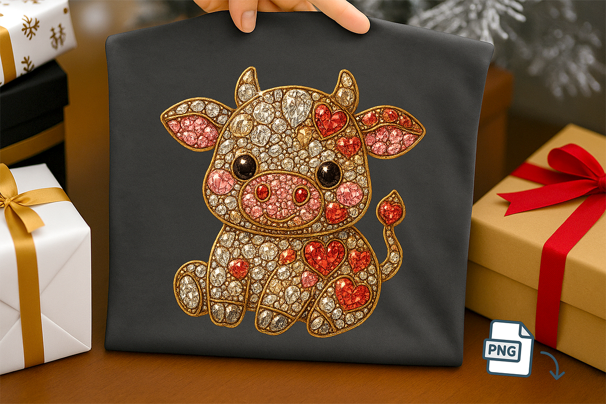 Faux Rhinestone Cow PNG, a Decorative Illustration by Craftsbeefy (Photo 6 of 6)