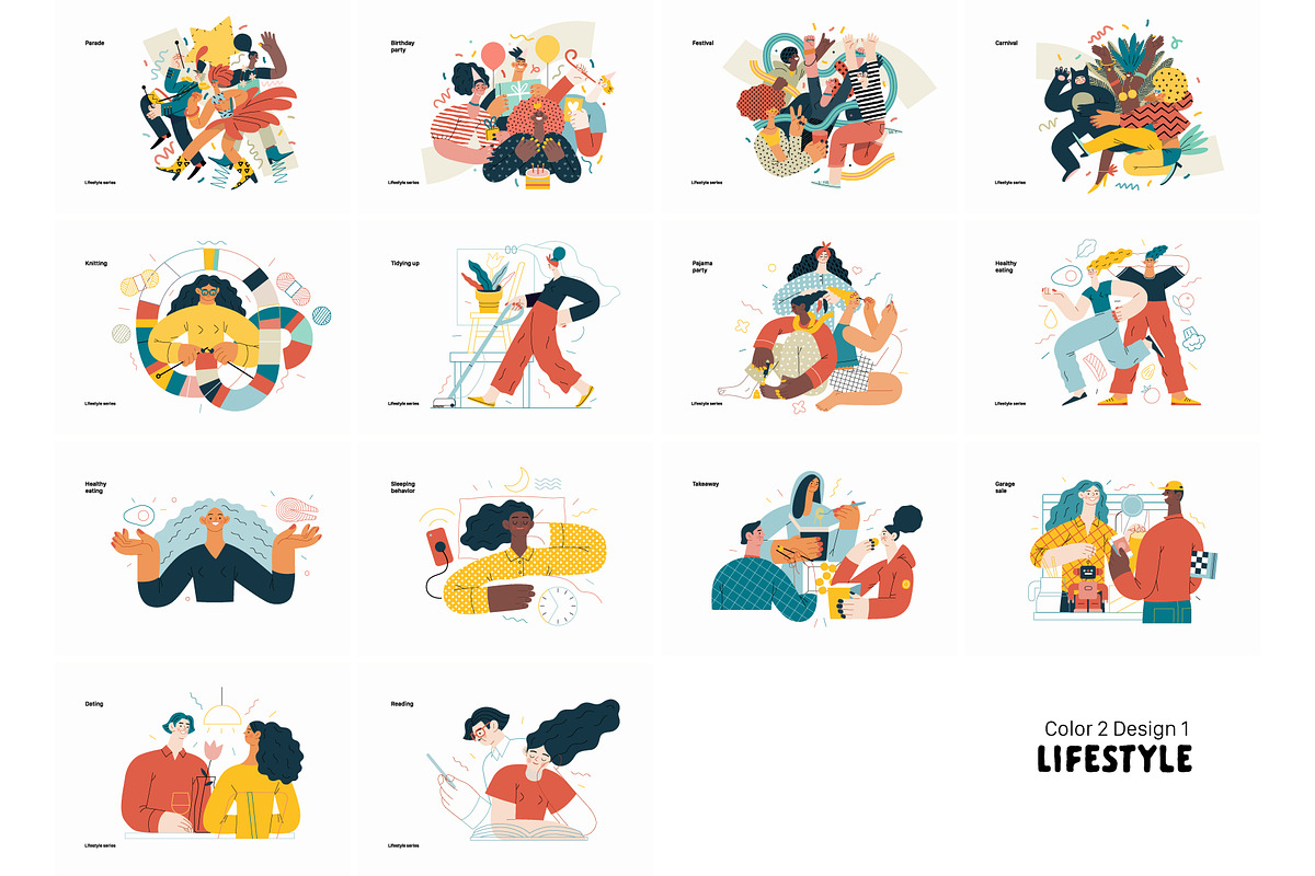 Lifestyle vector ills, color 2, a Templates & Theme by Grivina's shop (Photo 13 of 18)