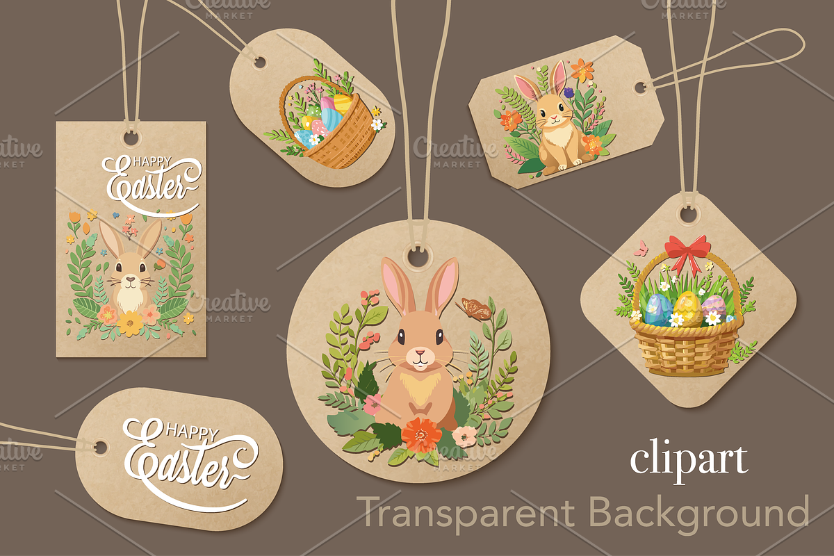 Easter Clipart set Cute Bunny, Egg, a Decorative Illustration by GraphicRedStudio (Photo 2 of 2)
