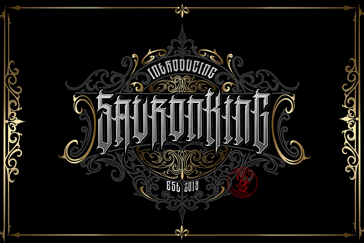 Sauronking + Decorative bonus, a Blackletter Font by dansdesign (Photo 1 of 7)