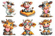 Quirky Valentine Funny Cow Clipart, an Illustration by Craft Nest (Thumbnail 9 of 10)