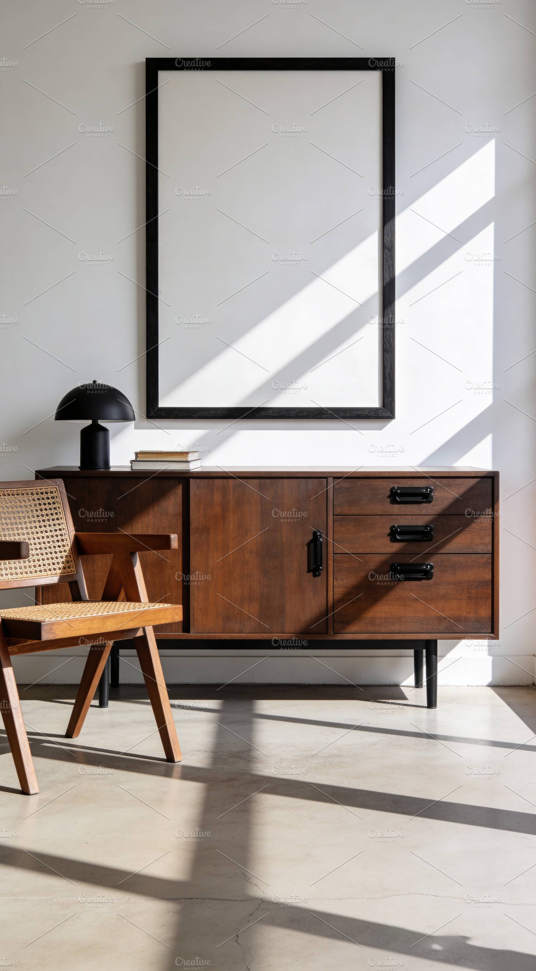 Mid-century modern interior mockup, an Architecture Photo by Virgo Studio