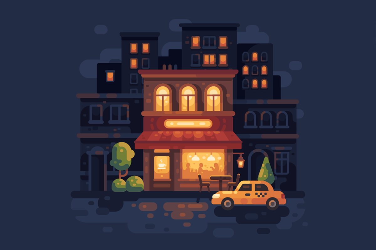 Night street cafe, a Person Illustration by Ivan Dubovik (Photo 3 of 3)