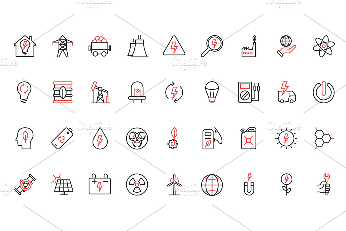 Electric power plant icons, an Illustration by Lemberg Vector