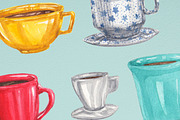 Watercolor Coffee Cups, a Food Illustration by R.Ewers Designs (Thumbnail 3 of 3)