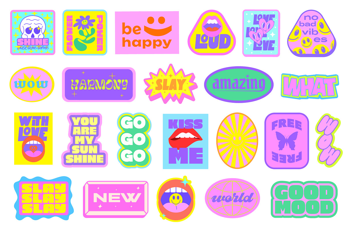 GIRLS CLUB - VECTOR Y2K STICKERS SET, an Object Graphic by craftlove (Photo 4 of 13)