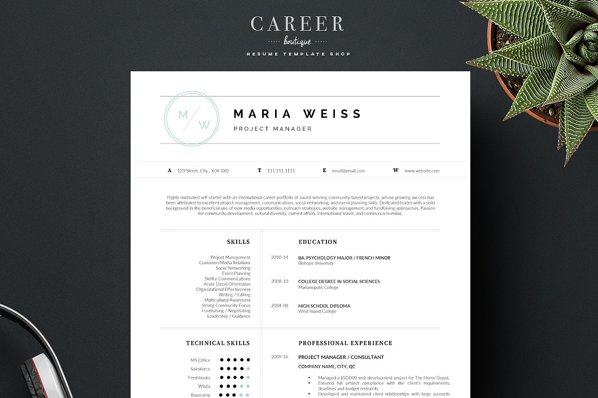 Modern Resume & CoverLetter Template, a Resume Template by careerboutique (Photo 4 of 6)