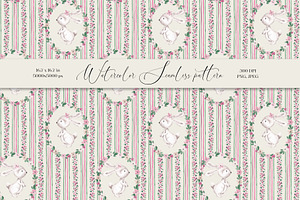 Bunny Card & Seamless pattern, a Pattern Graphic by SirenaArt