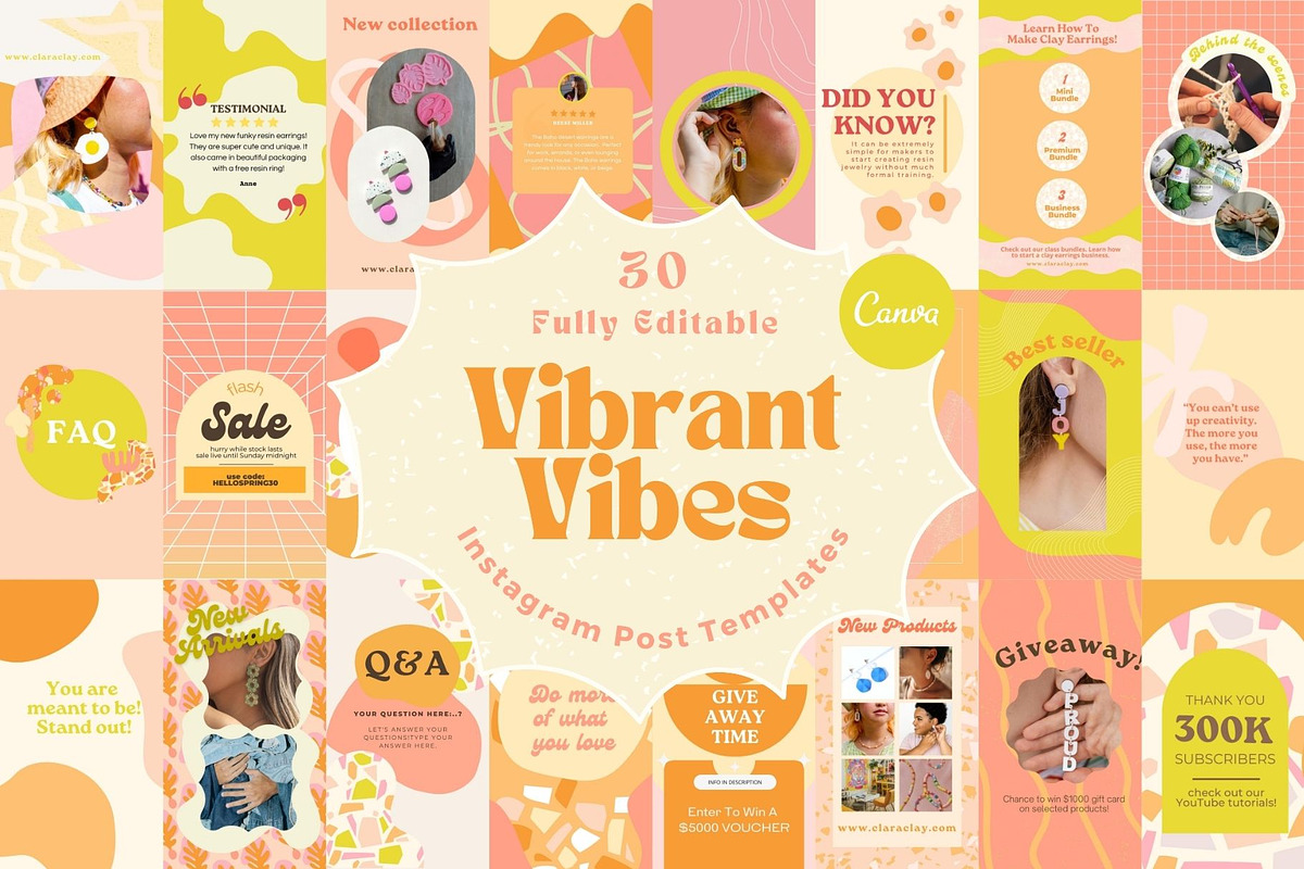 Vibrant Instagram Template Bundle, a Social Media Template by Hell Yeah ...