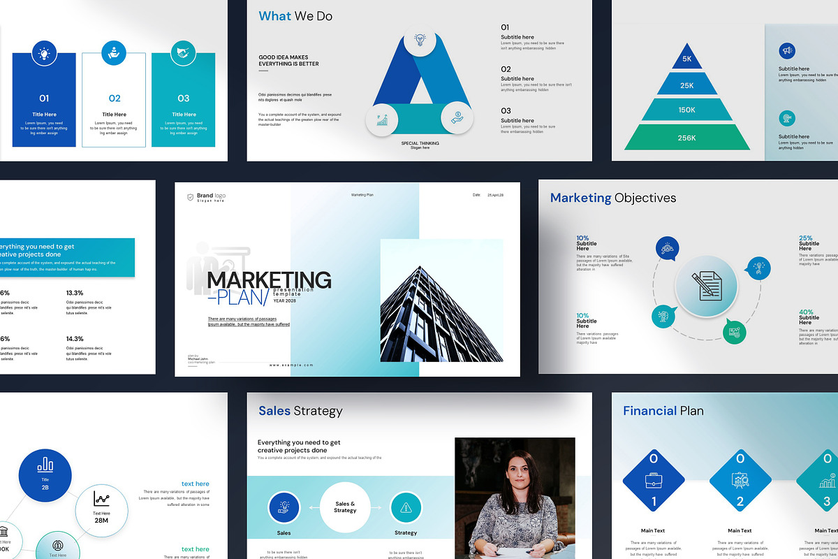 Marketing Plan Presentation Template, a Presentation Template by Slide_Genius1 (Photo 1 of 6)