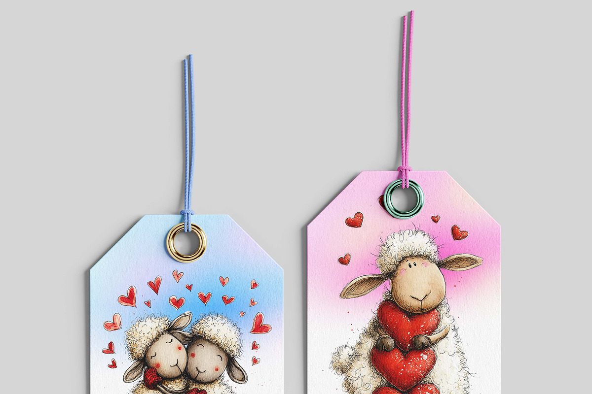 Whimsical Valentine Sheep Clipart, a Graphic by one-touch (Photo 4 of 16)