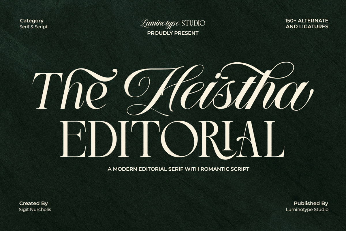 LT The Heistha Editorial - Font Duo, a Script Font by Luminotype (Photo 1 of 17)