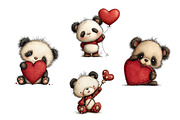 Quirky Valentines Panda Clipart, an Illustration by Dream Creation (Thumbnail 7 of 7)