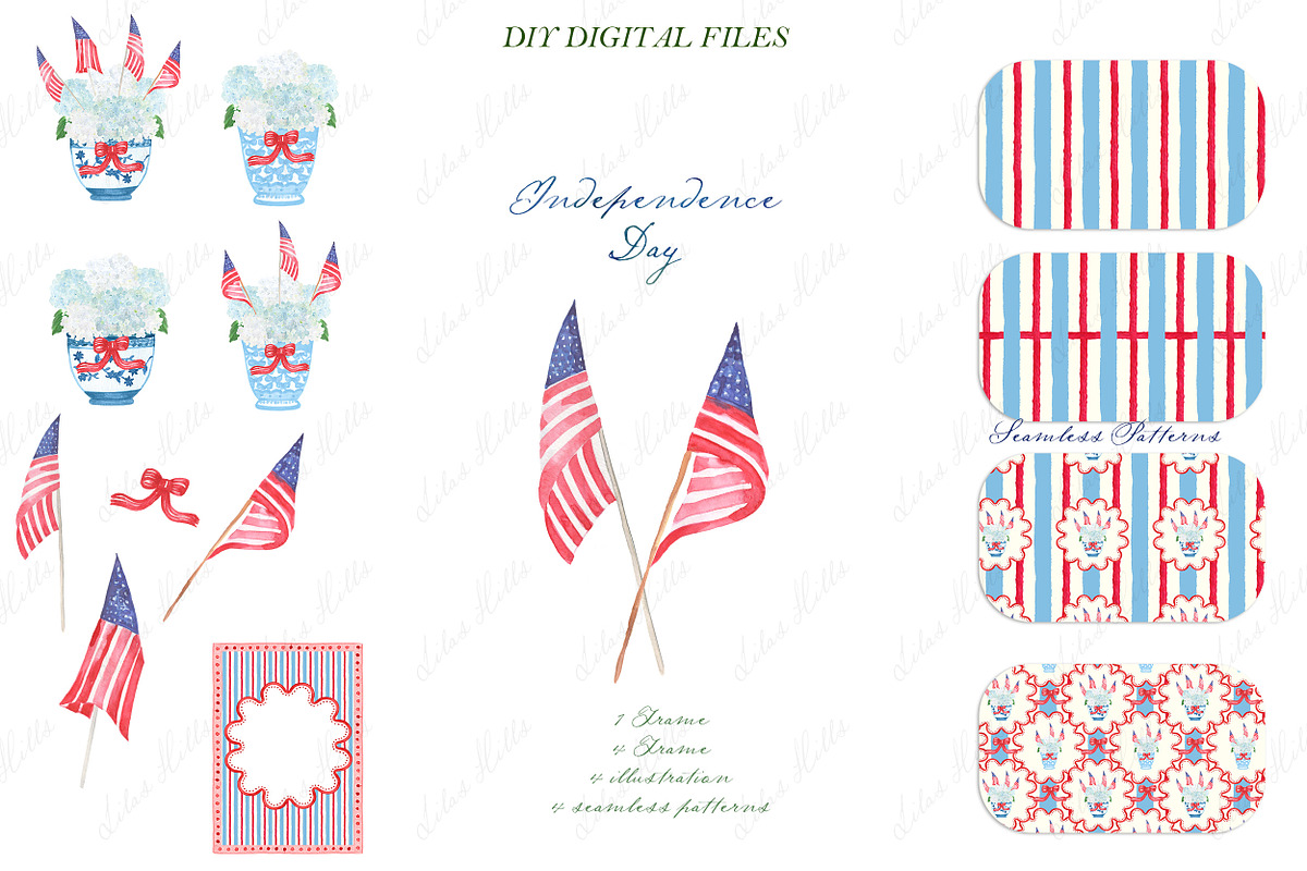 4th of July Hydrangea Clipart, a Graphic by LABFcreations (Photo 2 of 4)