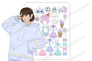 Kawaii Printable Stickers 2,25x1,5