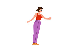 Young woman showing or pointing with, a Person Illustration by pikepicture