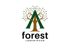 Letter A with Tree Logo, a Branding & Logo Template by Saba Vector