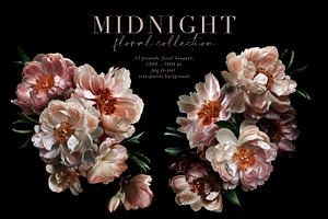 Midnight Floral Clip Art Collection