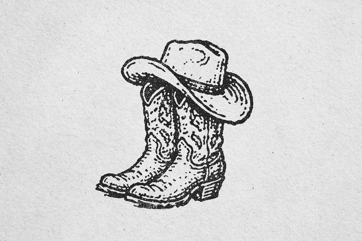 Vintage Cowboy Boots and Hat Art, an Object Illustration by lettett (Photo 3 of 3)