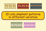 Cute Elephant Patterns, a Pattern Graphic by ThaiByGaew (Thumbnail 3 of 6)