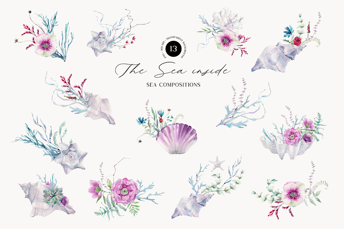 THE SEA INSIDE Watercolor collection, an Object Illustration by Lemaris (Photo 3 of 9)
