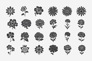 Silhouette Flower Bundle, an Illustration by Toufiqul