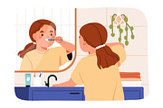 Daily routine of school girl kid set, a Person Illustration by Good Studio (Thumbnail 3 of 13)