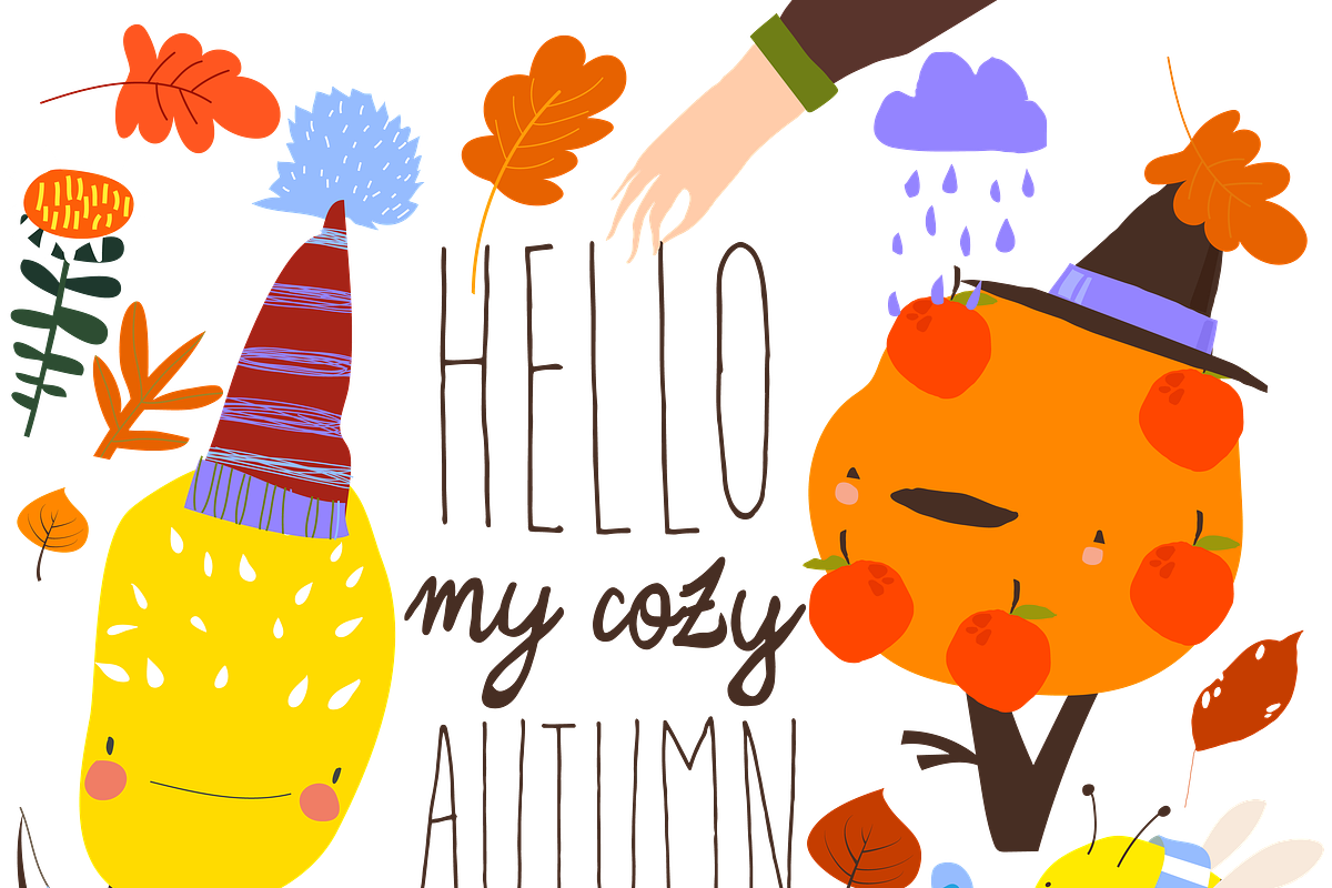 Autumn Color Trees and Pumpkins, a Seasonal Illustration by Maria Starus (Photo 1 of 3)