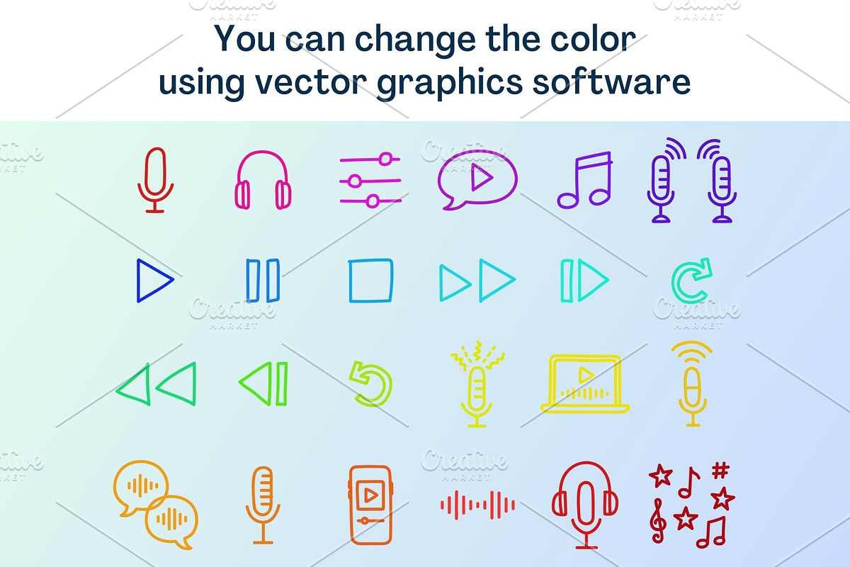 24 Hand-Drawn Podcast Icons, Vector, an Outline Icon by Wellington Cove Design (Photo 5 of 6)