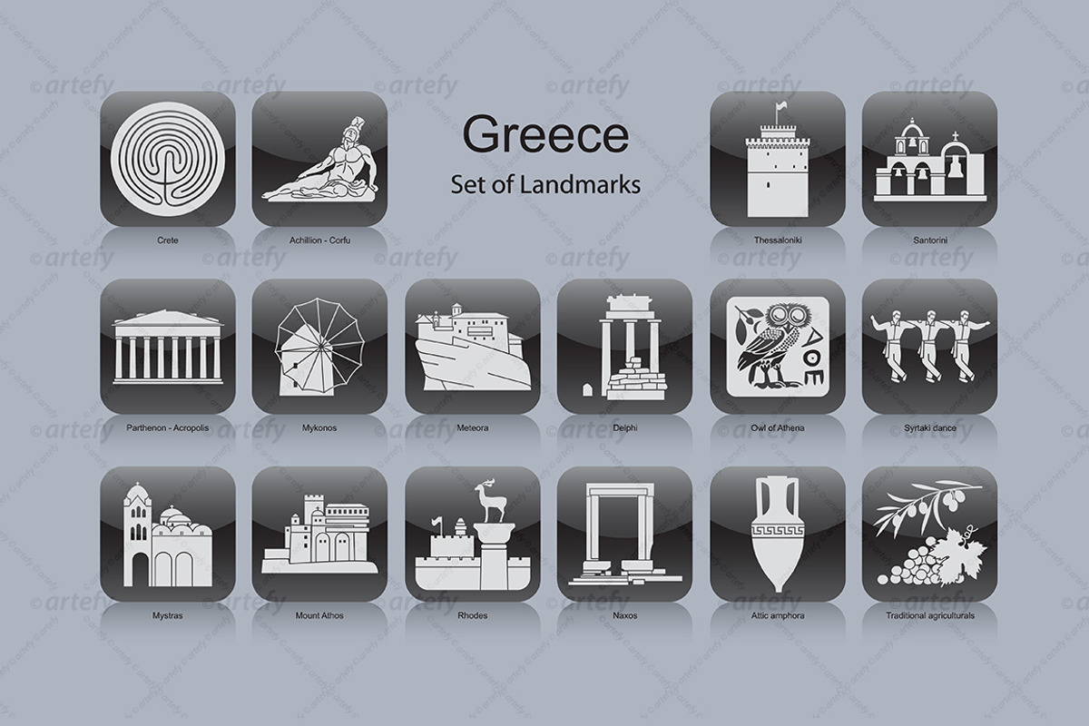 Greece landmark icons (16x), an Icon by Artefy's Graphic Bar (Photo 1 of 2)