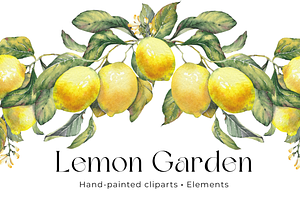 Lemon Garden Watercolor Cliparts
