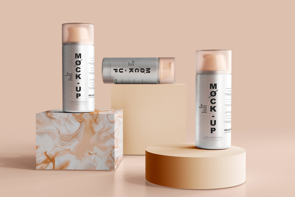 Aluminum Cosmetic Mockup Bundle, a Cups & Container Mockup by pmvch (Photo 172 of 206)