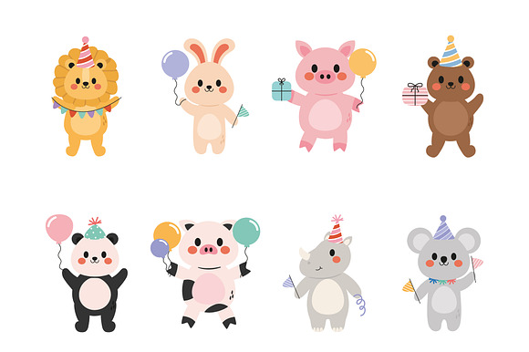 Cute Birthday Party Animals Set preview 2