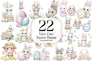 Very Cute Easter Bunny PNG Clipart., an Animal Illustration by KennedyStudio