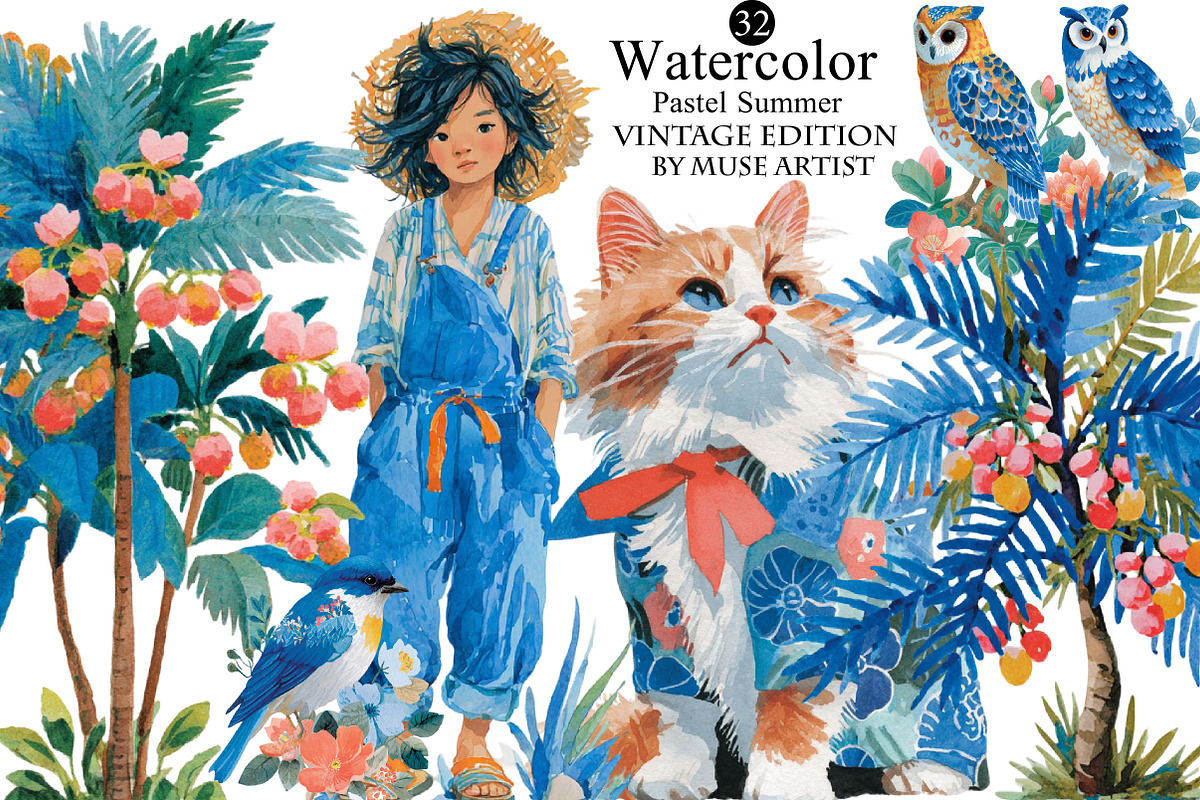 Pastel Summer Clipart Bundle, an Illustration by DreamArtGraphic (Photo 1 of 8)