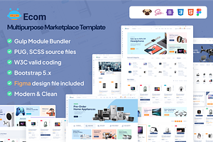 Ecom - Marketplace HTML template, a HTML Template by AliThemes
