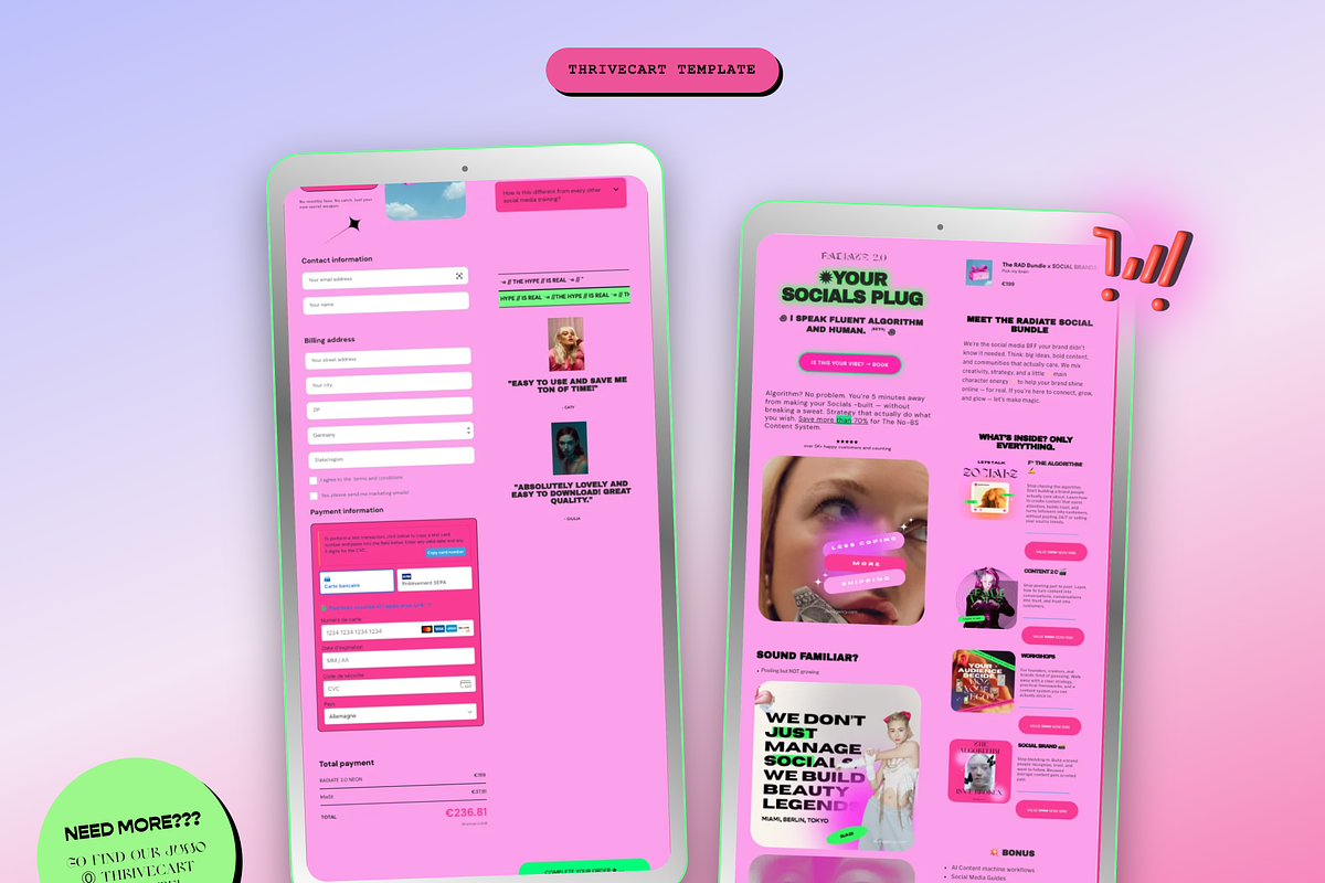 NEON ThriveCart Full Funnel Template, a Landing Page Template by dunagency (Photo 3 of 7)
