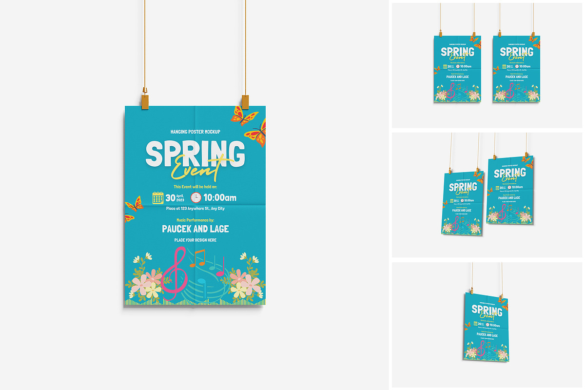 Hanging Poster Mockup, a Product Mockup by MrLetters (Photo 1 of 5)
