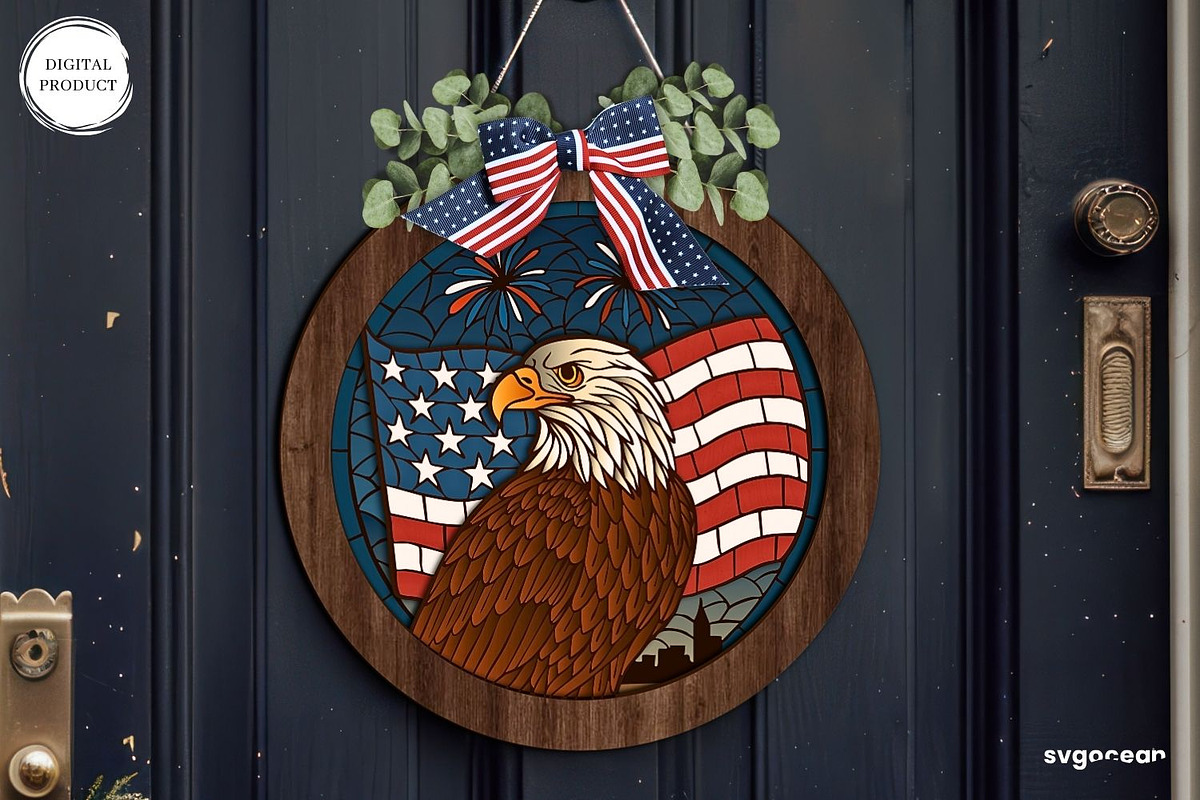 Patriotic Door Sign Bundle, a Decorative Illustration by svgocean (Photo 2 of 16)