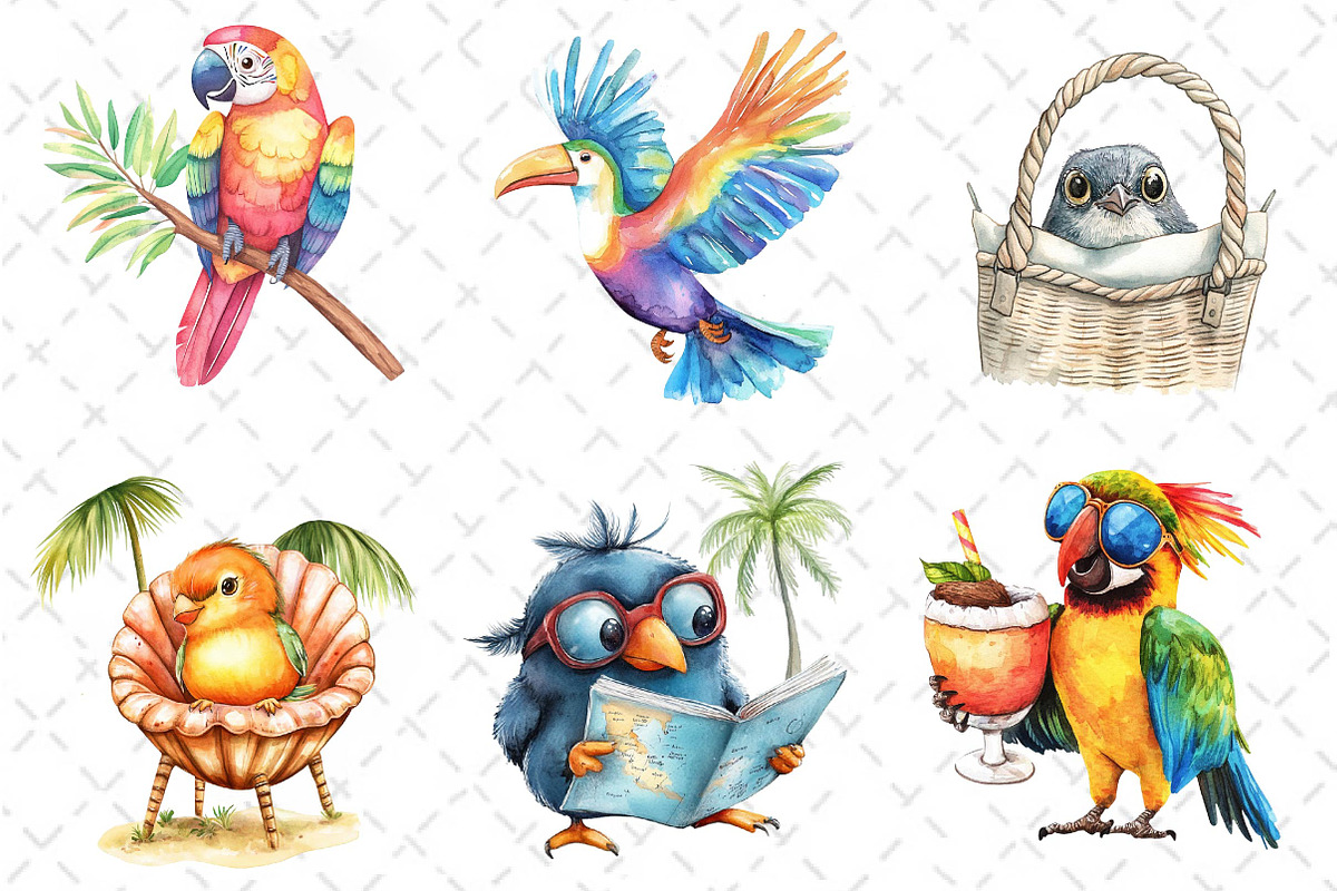 Quirky Whimsical Summer Bird Clipart, an Illustration by Dream Creation (Photo 2 of 6)