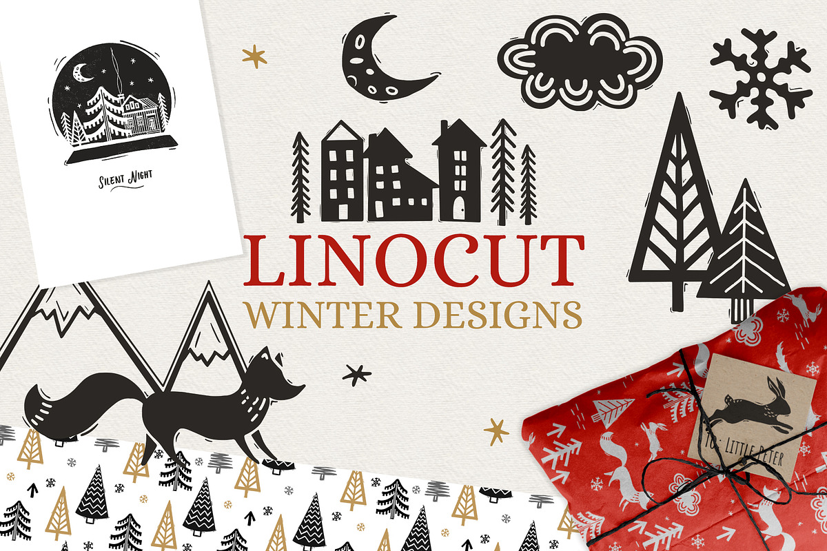 Linocut Winter Illustrations, an Object Graphic by amber&ink (Photo 1 of 7)