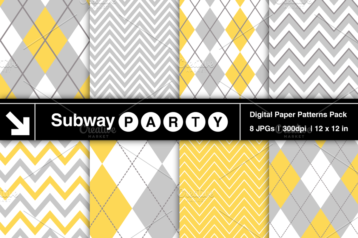 Gray & Yellow Chevron & Argyle