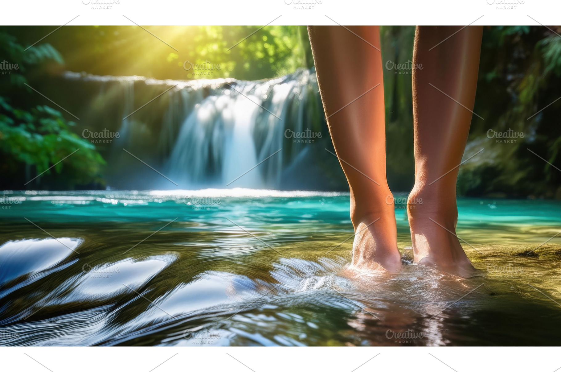 Feet in clear blue water with a, a Nature Photo by Igor Tichonow