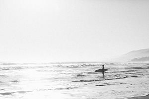 Surfer with Shore B+W