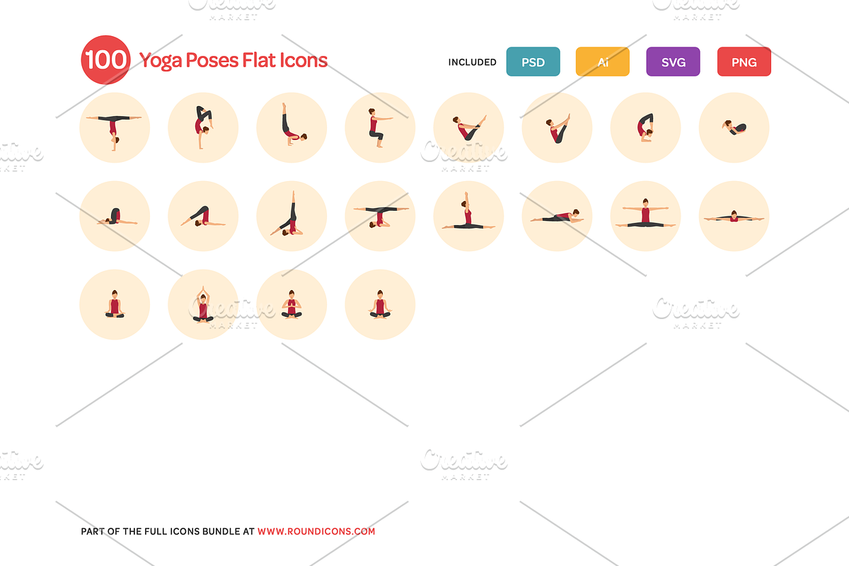 Yoga Poses Flat Icons Set, an Icon by Vectopus.com (Photo 4 of 5)